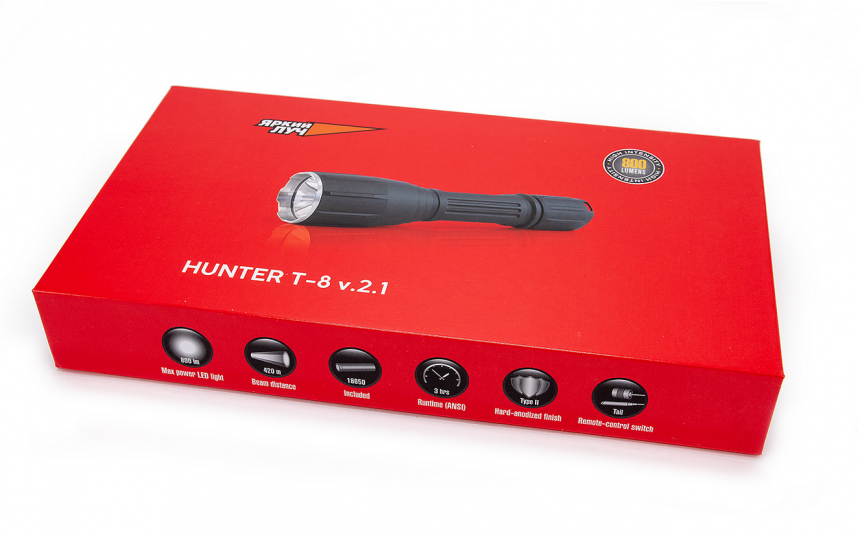 Яркий луч T8 Hunter V2.1 (XP-L HI, ANSI 800 лм, 420 м, 18650 в комплекте)
